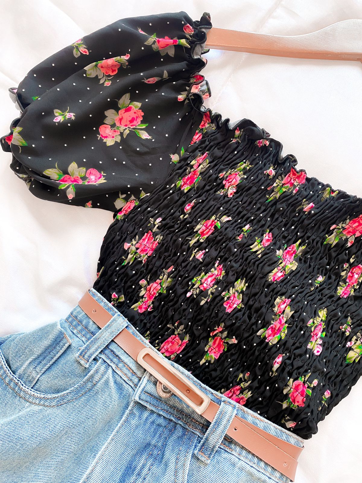 Cropped Lastex Floral