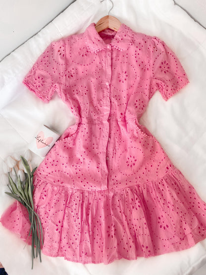 Vestido Laise com Botões encapado Forrado